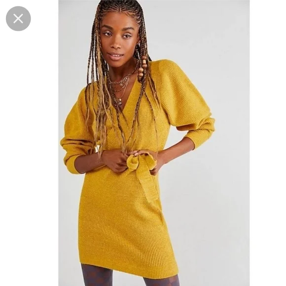 Free People | Dresses | Free People Sienna Wrap Sweater Dress Size L |  Poshmark